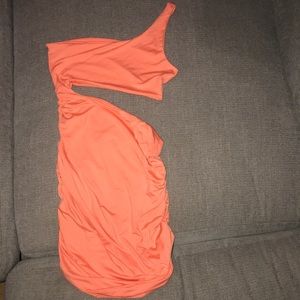 Coral sexy mini dress